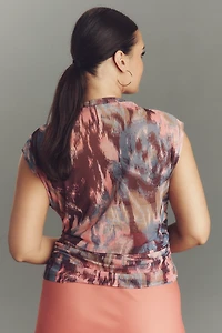 Maeve Mock-Neck Mesh Muscle Top