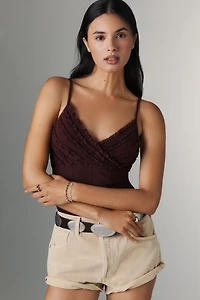 Pilcro Seamed Ruffle Tank Top