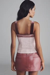 By Anthropologie Velvet-Trim Lace Tank Top