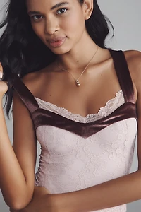 By Anthropologie Velvet-Trim Lace Tank Top