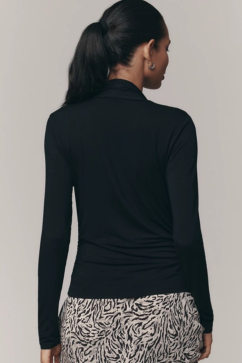 By Anthropologie Crop Scarf-Neck Top