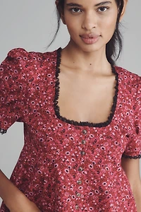 Maeve Puff-Sleeve Babydoll Top