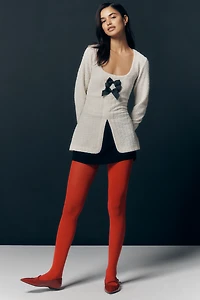 Maeve Double-Bow Scooped Split-Front Top