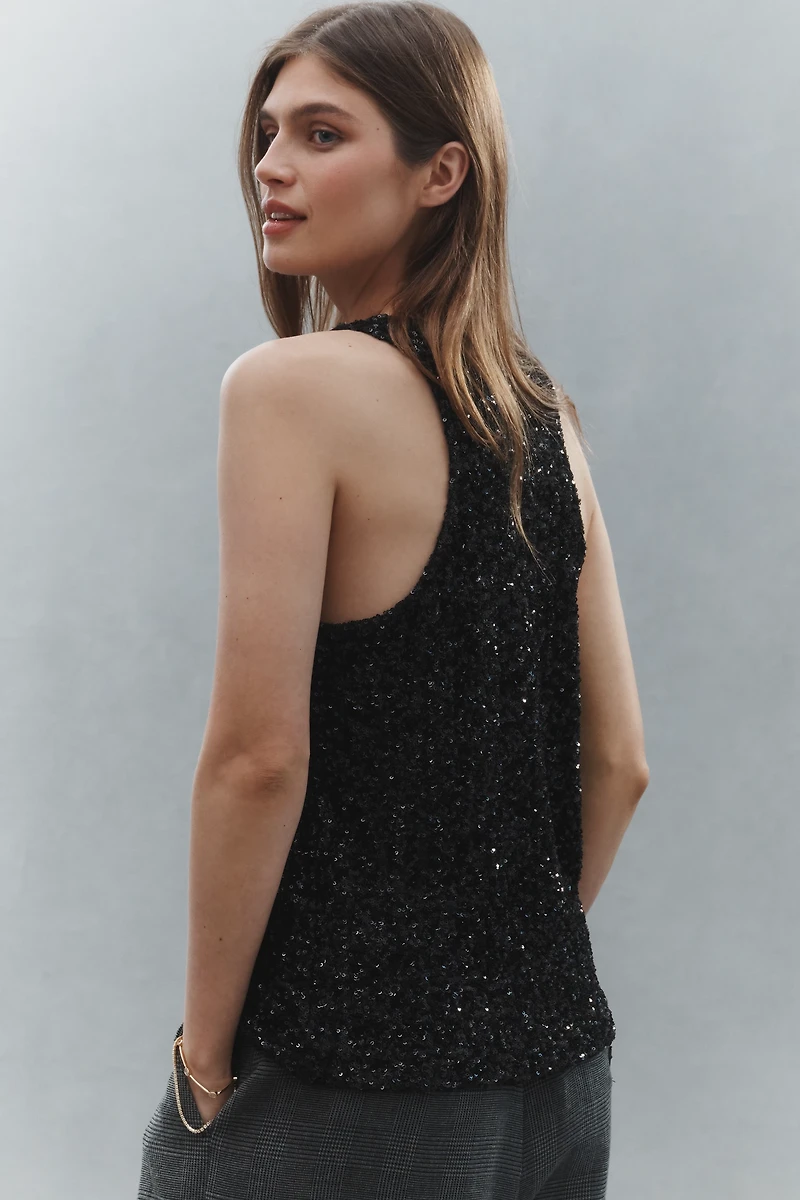 By Anthropologie Slouchy Sequin Scoop Tank