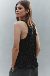 By Anthropologie Slouchy Sequin Scoop Tank