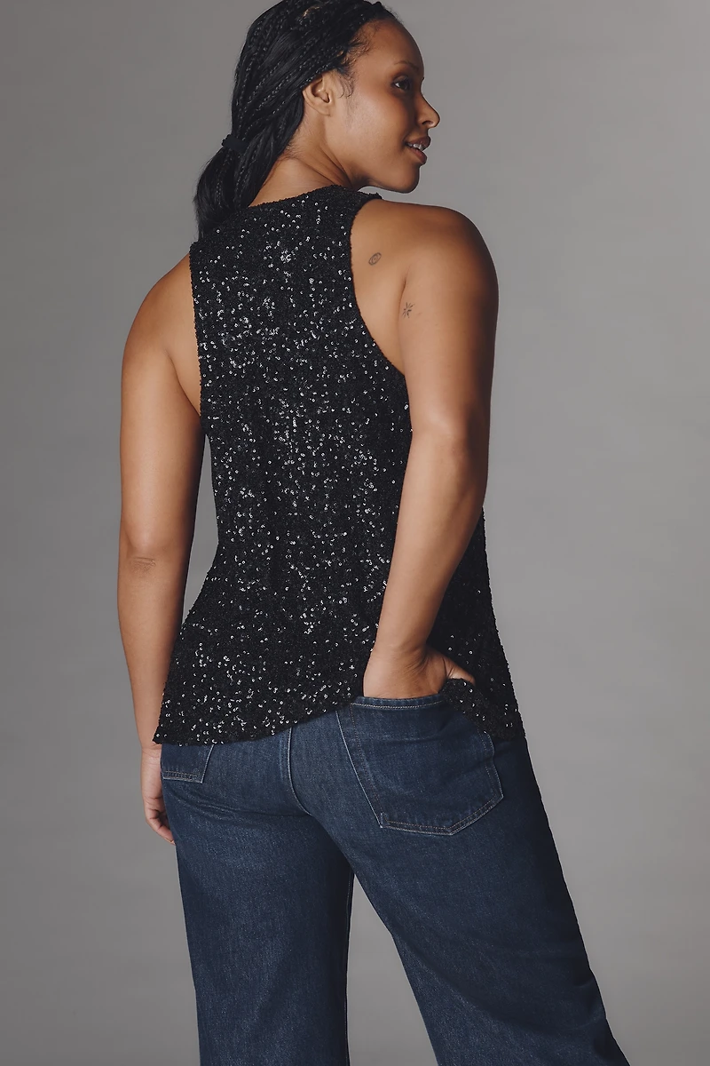 By Anthropologie Slouchy Sequin Scoop Tank
