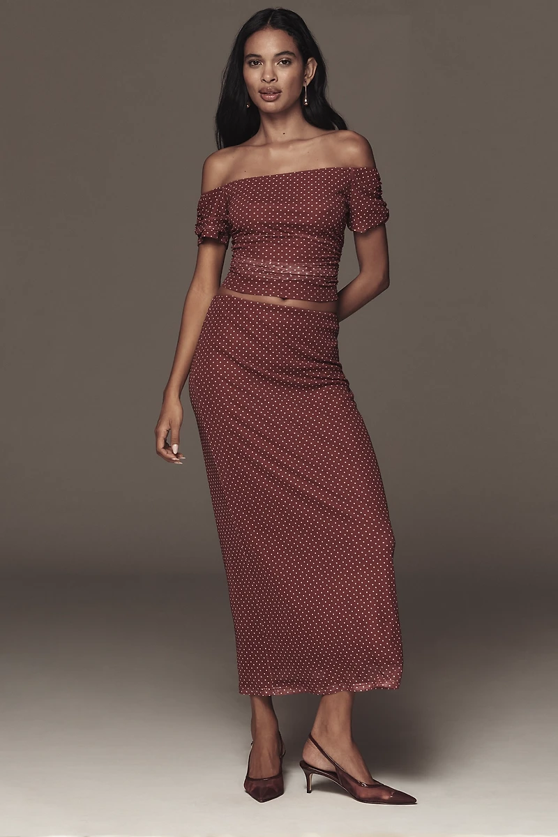 The Frolic Polly Off-Shoulder Mesh Top