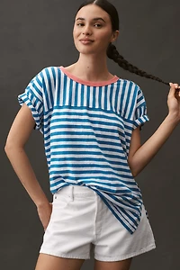 The Jordyn Cotton-Slub Crew-Neck Oversized Tee by Pilcro: Striped Edition