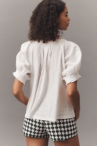 Pilcro Lace-Trim Short-Sleeve Blouse