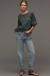 Pilcro Reworked Ruffle-Sleeve Top
