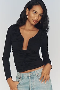 Susana Monaco Long-Sleeve Square-Neck Top