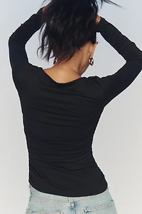 Susana Monaco Long-Sleeve Square-Neck Top