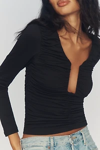 Susana Monaco Long-Sleeve Square-Neck Top