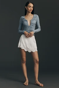 Susana Monaco Long-Sleeve Square-Neck Top