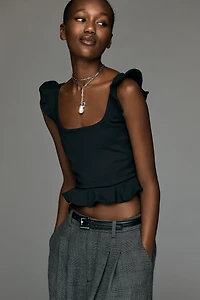 Susana Monaco Flutter-Trim Crop Top