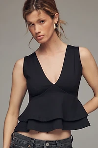 Susana Monaco V-Neck Double-Layer Tank Top