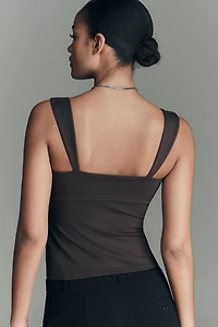 Susana Monaco Ruched Thick-Strap Tank Top