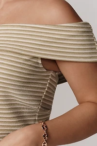 MON RENN Plus Ripple Off-The-Shoulder Top