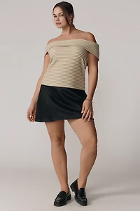 MON RENN Plus Ripple Off-The-Shoulder Top