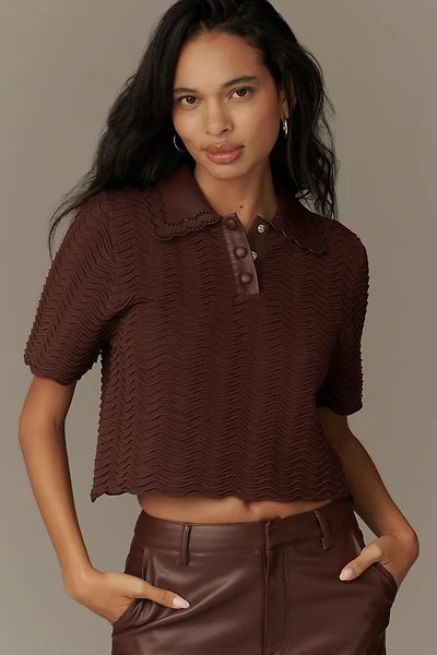 En Saison Delphine Short-Sleeve Polo Top