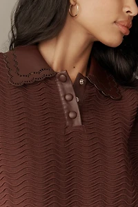En Saison Delphine Short-Sleeve Polo Top