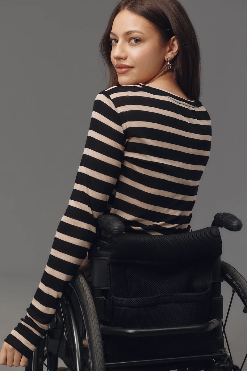 Sanctuary Long-Sleeve Crew-Neck Stripe Top