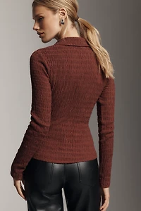Sanctuary Long-Sleeve Textured Collared Top