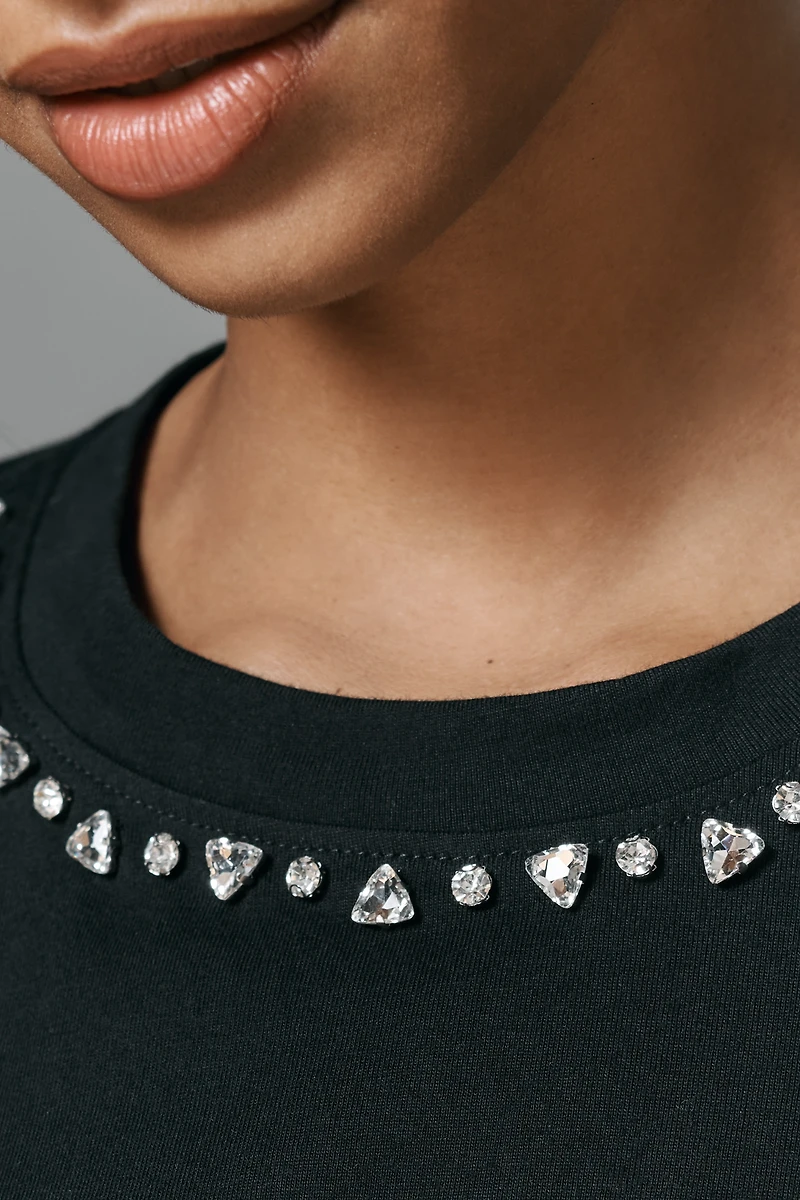 Sanctuary Embellished Half-Sleeve Cotton Tee