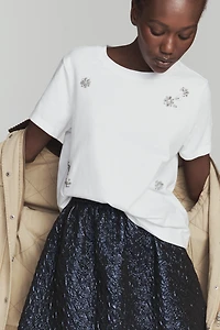 Sanctuary Crew-Neck Embellished Cotton Tee