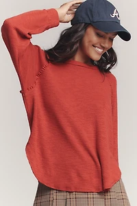 Pilcro Ruffled Raglan Thermal Top