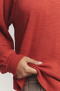 Pilcro Ruffled Raglan Thermal Top