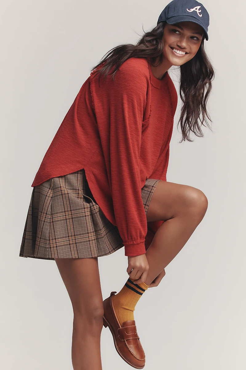 Pilcro Ruffled Raglan Thermal Top