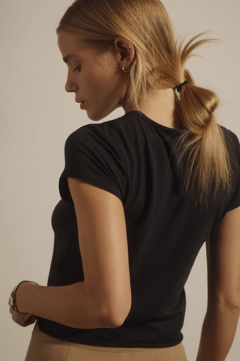 The Evan Short-Sleeve Raw-Edge Baby Tee