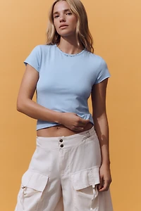 The Evan Short-Sleeve Raw-Edge Baby Tee