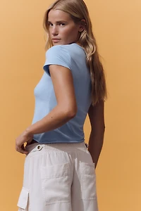 The Evan Short-Sleeve Raw-Edge Baby Tee