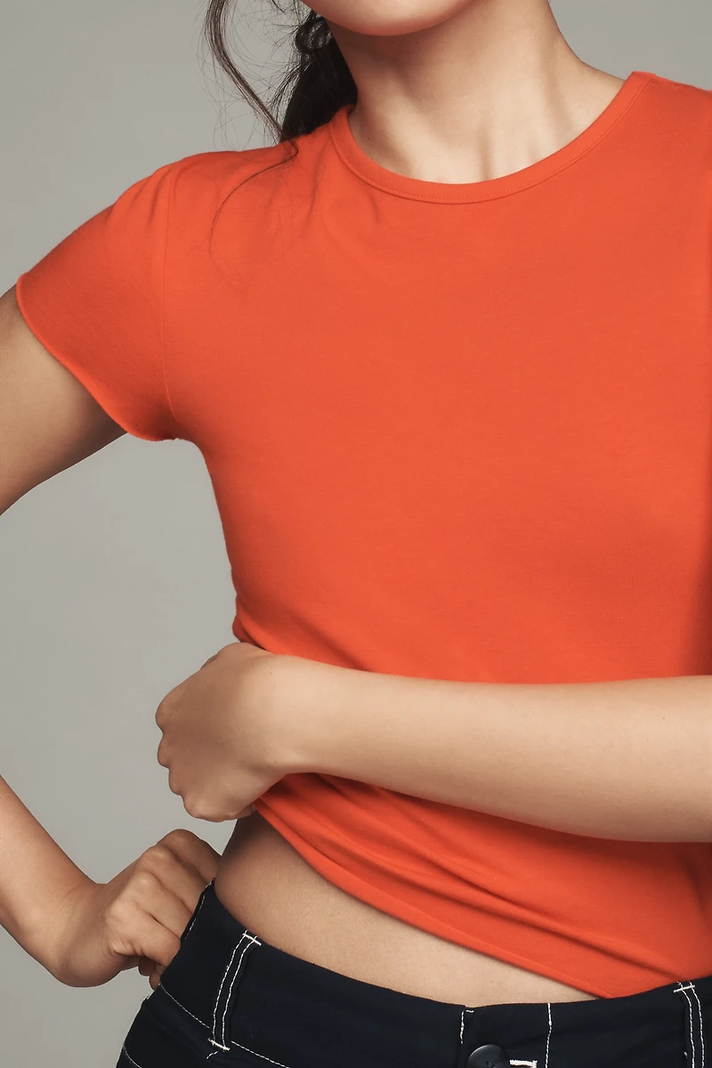 The Evan Short-Sleeve Raw-Edge Baby Tee