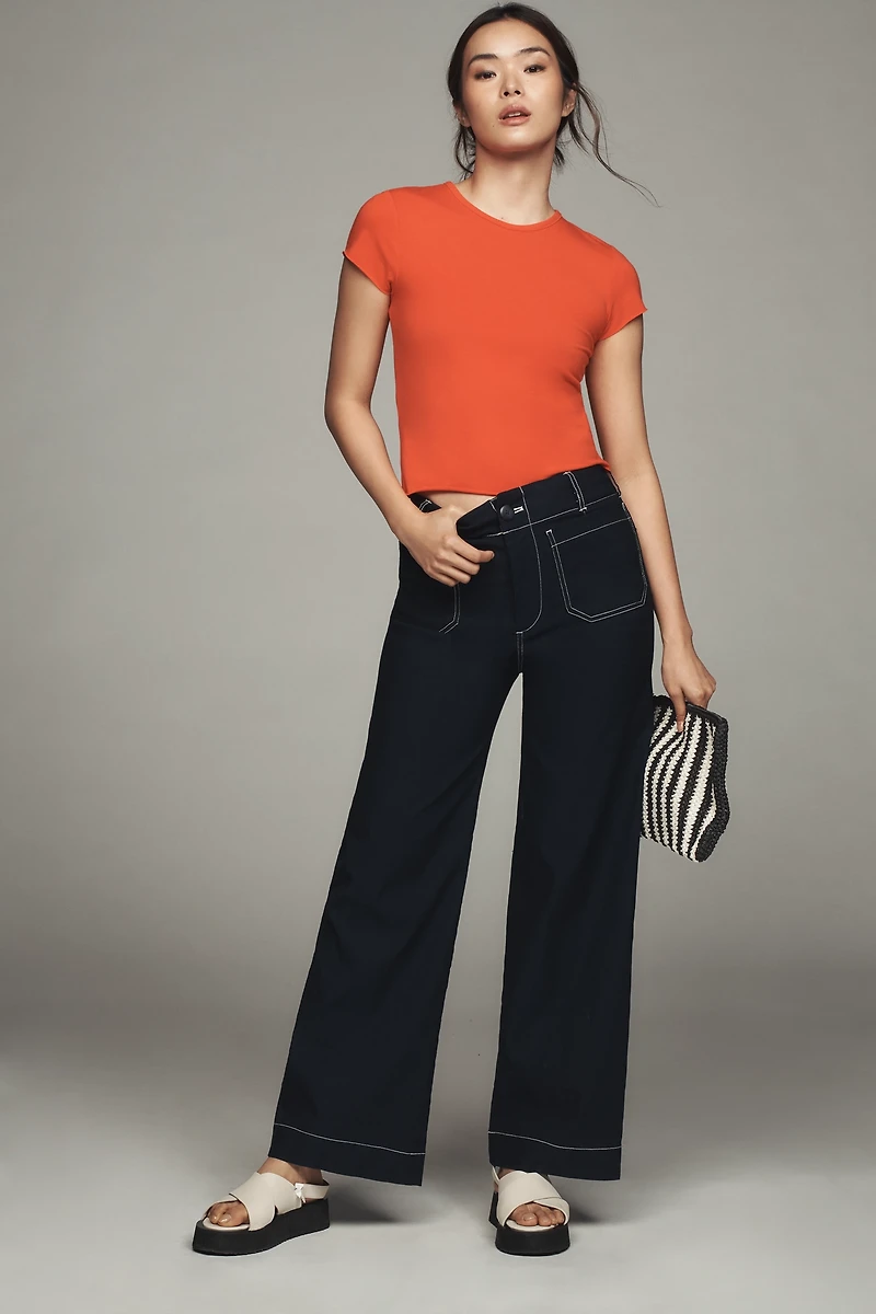 The Evan Short-Sleeve Raw-Edge Baby Tee