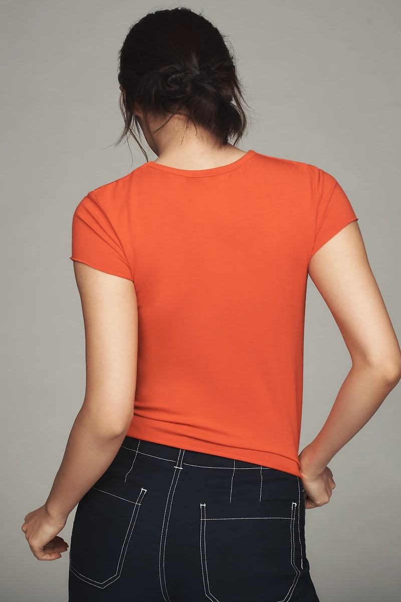 The Evan Short-Sleeve Raw-Edge Baby Tee