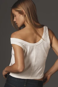 The Kacey Cotton-Slub Scoop-Neck Crop Tank Top by Pilcro