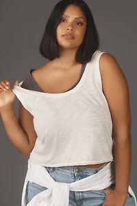 The Kacey Cotton-Slub Scoop-Neck Crop Tank Top by Pilcro