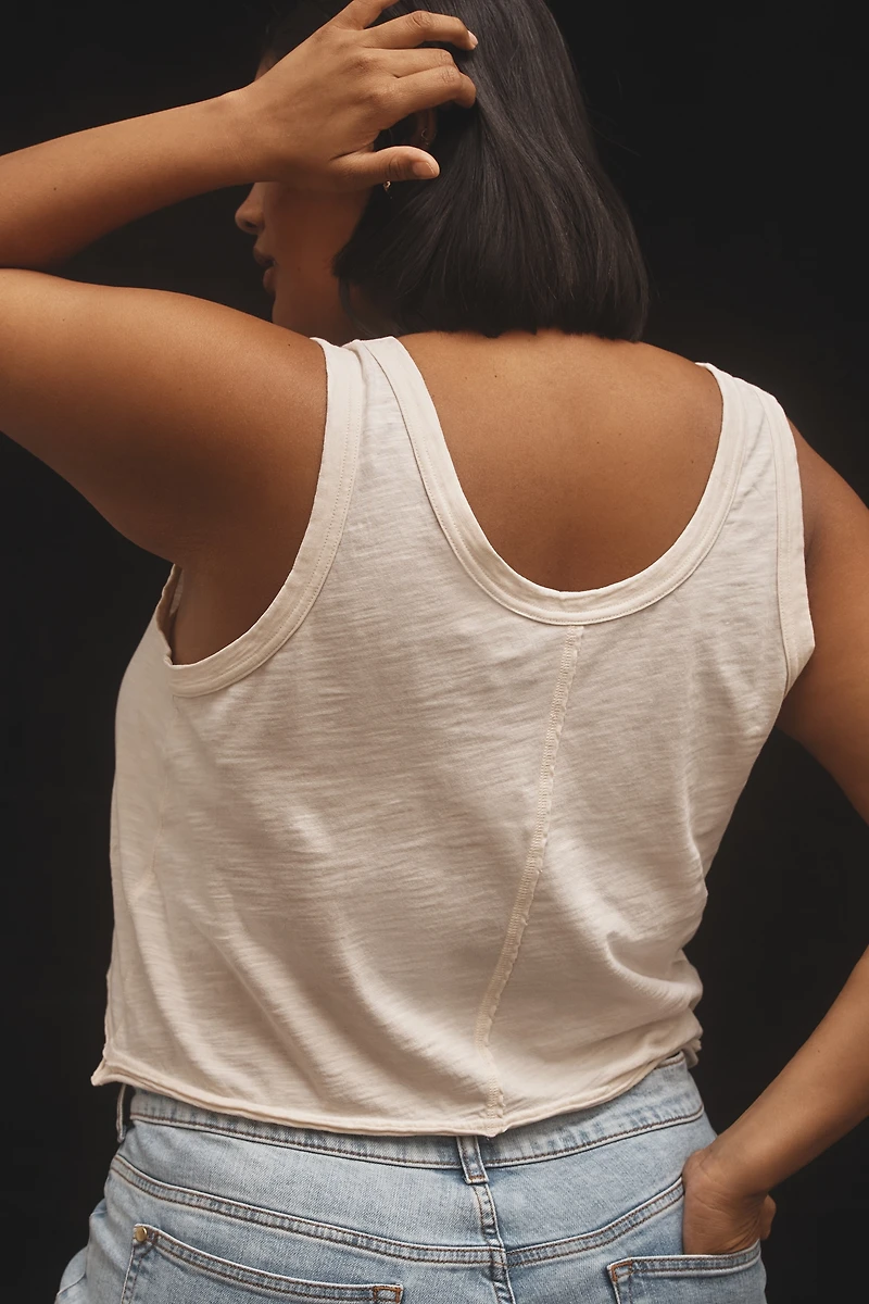 The Kacey Cotton-Slub Scoop-Neck Crop Tank Top by Pilcro