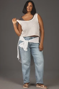 The Kacey Cotton-Slub Scoop-Neck Crop Tank Top by Pilcro