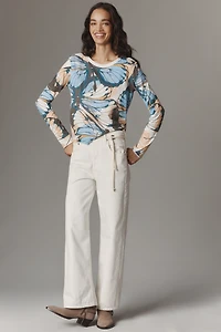 Maeve Caitlin Cotton Boxy Long Sleeve Tee