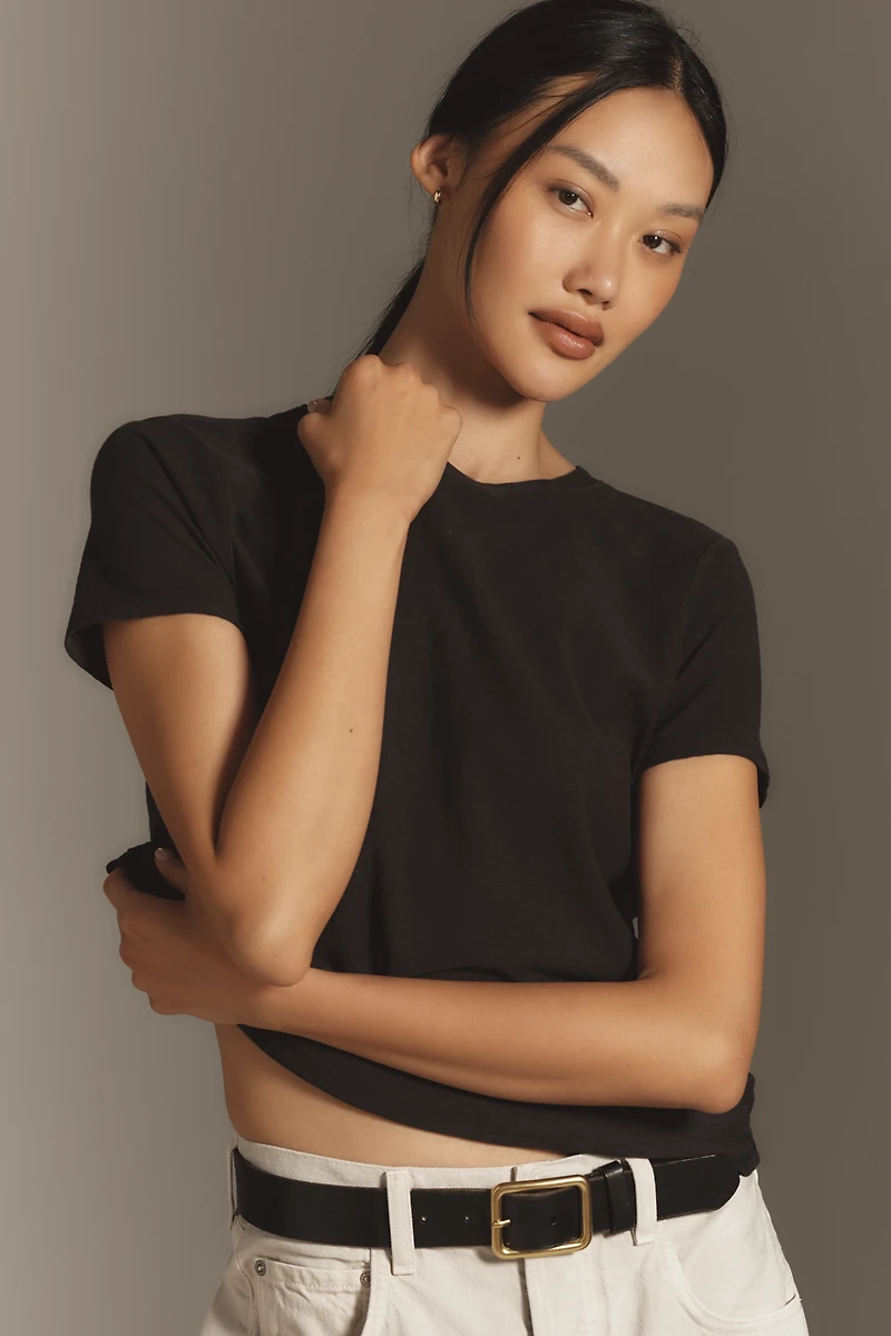 The Bennie Cotton Slub Crew-Neck Slim Tee by Pilcro