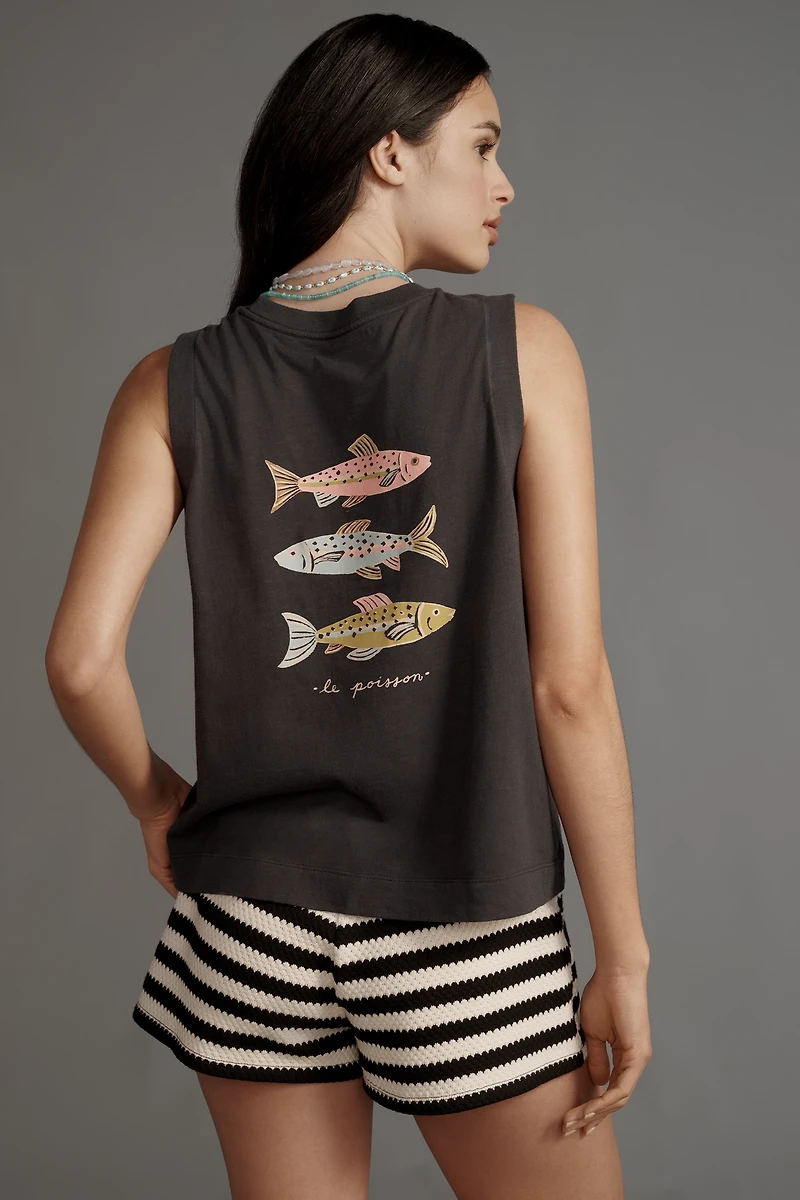 Samantha Johnson Fish Graphic Muscle Tee