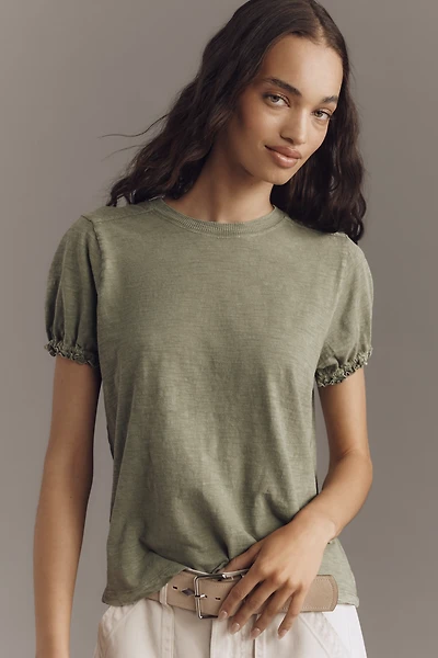 The Bennie Puff-Sleeve Crew-Neck Tee by Pilcro