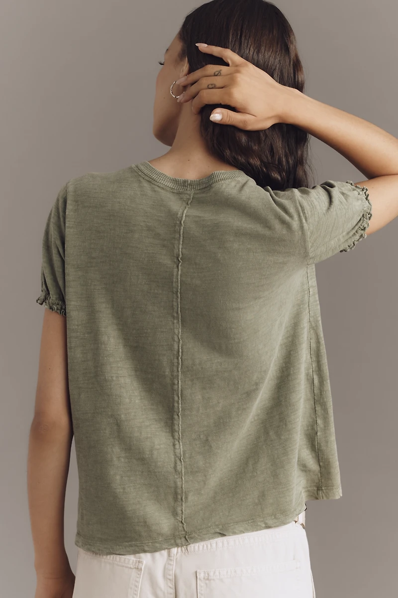The Bennie Puff-Sleeve Crew-Neck Tee by Pilcro