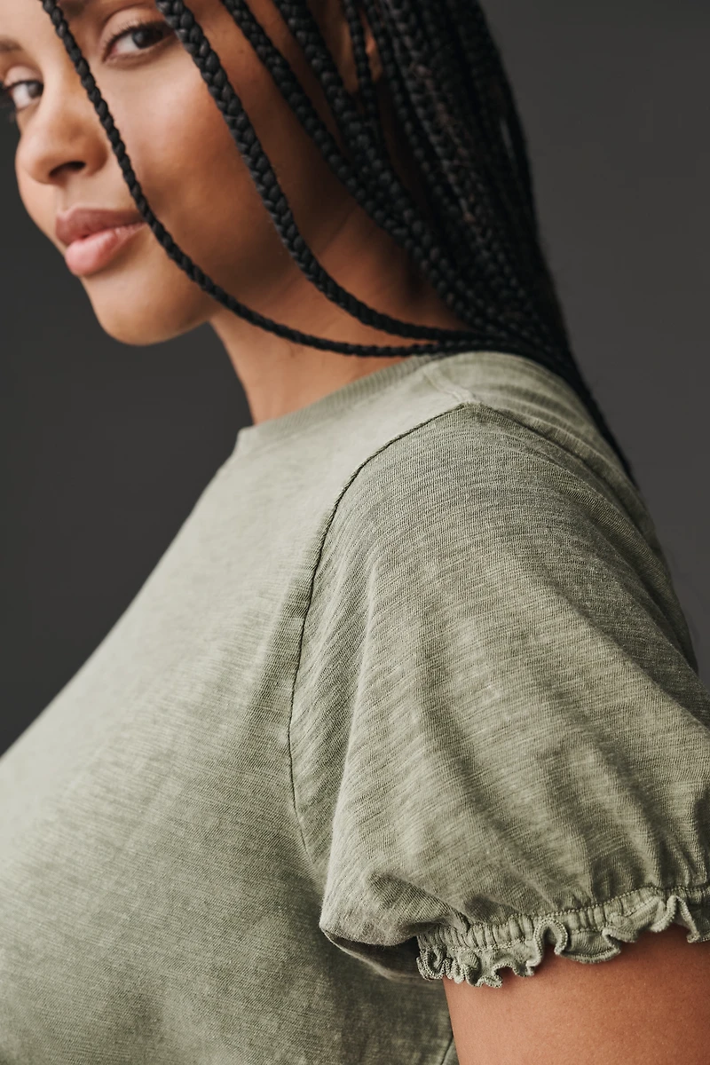 The Bennie Puff-Sleeve Crew-Neck Tee by Pilcro