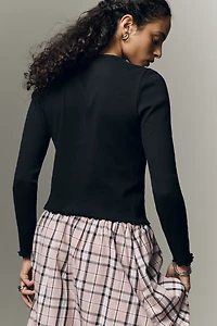 Pilcro Long-Sleeve Ruffle-Hem Cardigan Sweater