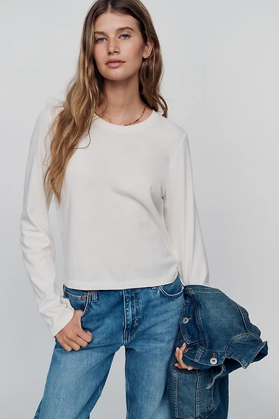 By Anthropologie Evelyn 100% Cotton Long Sleeve Tee